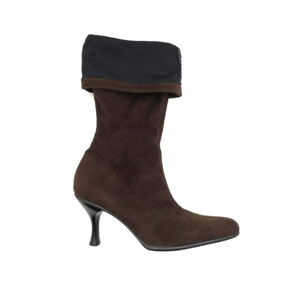 Women's Genuine Stretchy Italian Suede Vintage Brown Boots By Gasoline Brand - Picture 7 of 10